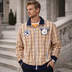 COOGI Men's Jacket XXXL Plaid Full Zip Multicolor RARE 90's Shield‎ Royal Knight